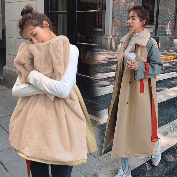 women's trench coats the large size party to overcome cotton-padded long korean version of loose and velvet coat women, Tan;black
women's trench coats the large size party to overcome cotton-padded long korean version of loose and velvet coat women, Tan;black