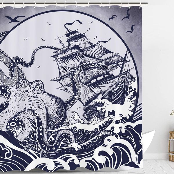 nautical shower surtain,kraken ocs tentacles with ship art shower curtain sets for bathroom 72''Ã72''
nautical shower surtain,kraken ocs tentacles with ship art shower curtain sets for bathroom 72''Ã72''