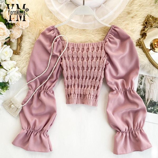 women's blouses & shirts yornmona 2021 autumn shirt fashion knitted and long chiffon puff sleeve blouse chic gothic elegant ladies crop, White
women's blouses & shirts yornmona 2021 autumn shirt fashion knitted and long chiffon puff sleeve blouse chic gothic elegant ladies crop, White