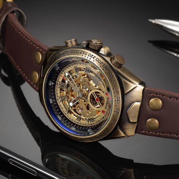 wristwatches retro style men automatic mechanical watch skeleton steampunk genuine leather band mens self winding wrist watches reloj, Slivery;brown
wristwatches retro style men automatic mechanical watch skeleton steampunk genuine leather band mens self winding wrist watches reloj, Slivery;brown