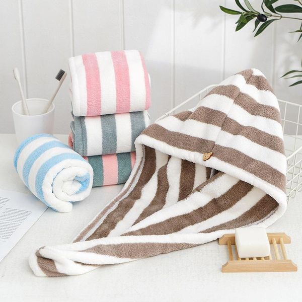 microfiber hair towel coral velvet soft quick drying stripe print super absorbent with button turban bath hat shower caps
microfiber hair towel coral velvet soft quick drying stripe print super absorbent with button turban bath hat shower caps