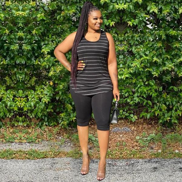 plus size tracksuits xl-5xl lady female two piece sets white striped print sleeveless tank and knee length pant fashion summer outfits, Black
plus size tracksuits xl-5xl lady female two piece sets white striped print sleeveless tank and knee length pant fashion summer outfits, Black