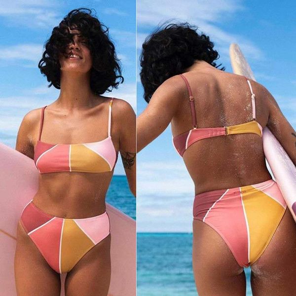 bikini women's fashion colorful geometric halter split high waist swimsuit biquini swim beach micro set swimwear, White;black
bikini women's fashion colorful geometric halter split high waist swimsuit biquini swim beach micro set swimwear, White;black