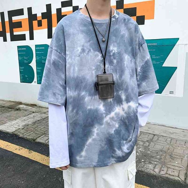 men's t-shirts autumn tie-dye t shirt fashion cotton fake two-piece t-shirt men streetwear wild hip-hop loose long-sleeved tshirt, White;black
men's t-shirts autumn tie-dye t shirt fashion cotton fake two-piece t-shirt men streetwear wild hip-hop loose long-sleeved tshirt, White;black