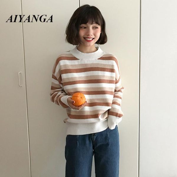 women's sweaters quality 2021 faux fur women casual pullovers knitted sweater autumn loose striped o-neck pull femme 2 colors, White;black
women's sweaters quality 2021 faux fur women casual pullovers knitted sweater autumn loose striped o-neck pull femme 2 colors, White;black