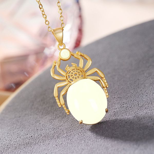 natural hetian jade spider pendant necklace 925 silver fashion jewelry chalcedony amulet gifts for women
natural hetian jade spider pendant necklace 925 silver fashion jewelry chalcedony amulet gifts for women