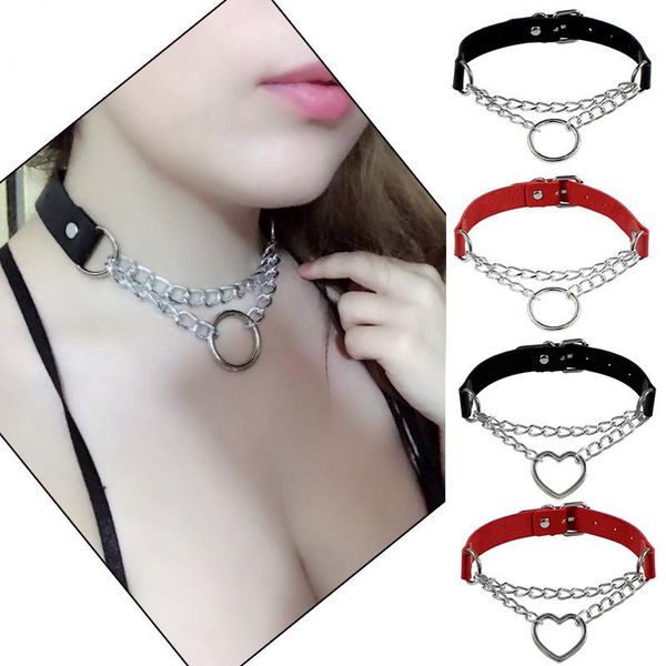 chokers 2021 punk gothic pu leather circle heart pendant choker chain necklace for women red black color geometric dangle collar jewelry, Golden;silver
chokers 2021 punk gothic pu leather circle heart pendant choker chain necklace for women red black color geometric dangle collar jewelry, Golden;silver