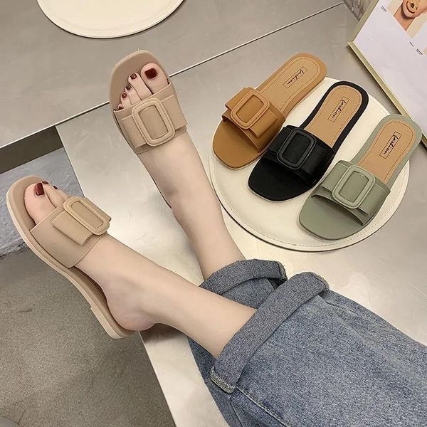 sandals slippers women's summer wear style square buckle fashion antiskid leisure beach flip women, Black
sandals slippers women's summer wear style square buckle fashion antiskid leisure beach flip women, Black