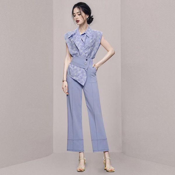 women's two piece pants 2021 violet casual set women print shirt fashion high waist wide leg summer ladies office business, White
women's two piece pants 2021 violet casual set women print shirt fashion high waist wide leg summer ladies office business, White