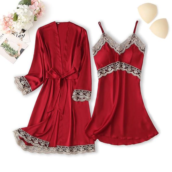 women rayon kimono bathrobe bride bridesmaid wedding robe set lace patchwork sleepwear casual home clothes nightwear women's, Black;red
women rayon kimono bathrobe bride bridesmaid wedding robe set lace patchwork sleepwear casual home clothes nightwear women's, Black;red