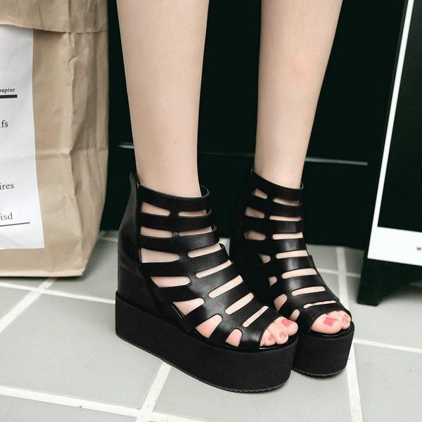 women gladiator sandals wedges high heel platform cut out summer booties shoes ladies size 34-42, Black
women gladiator sandals wedges high heel platform cut out summer booties shoes ladies size 34-42, Black