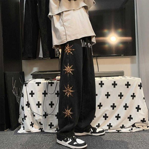 men's jeans gothic printed trousers autumn fashion high street hip-hop casual loose straight wide leg pants, Blue
men's jeans gothic printed trousers autumn fashion high street hip-hop casual loose straight wide leg pants, Blue