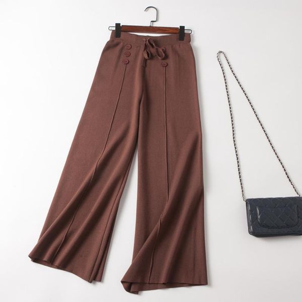 women's pants & capris 2021 spring autumn high waist ladys wide leg drawstring double breasted knitting female loose trousers, Black;white
women's pants & capris 2021 spring autumn high waist ladys wide leg drawstring double breasted knitting female loose trousers, Black;white