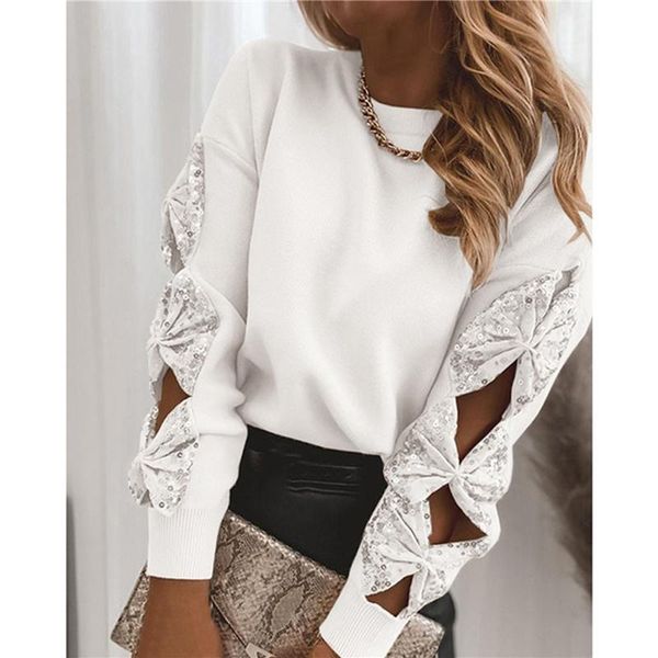 women's hoodies & sweatshirts spring women fashion sequin patchwork hollow out long sleeves elegant bow female shirt office lady casual, Black
women's hoodies & sweatshirts spring women fashion sequin patchwork hollow out long sleeves elegant bow female shirt office lady casual, Black