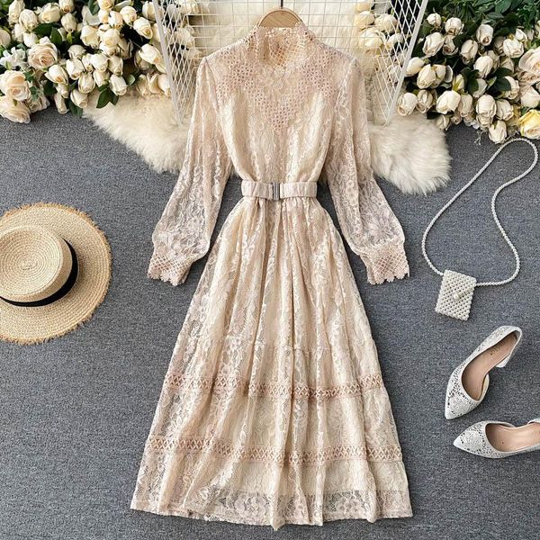 vintage lace hollow out women dress autumn 2021 stand collar long sleeve high waist sweet dresses fashion clothing casual, Black;gray
vintage lace hollow out women dress autumn 2021 stand collar long sleeve high waist sweet dresses fashion clothing casual, Black;gray