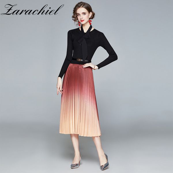 vintage knitting patchwork pleated midi autumn winter women office long sleeve o-neck sashes sweater dress scarf 210416, Black;gray
vintage knitting patchwork pleated midi autumn winter women office long sleeve o-neck sashes sweater dress scarf 210416, Black;gray