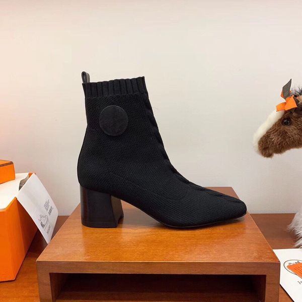 women designer ankle boots for woman autumn winter luxurious round toe brand sock botas ladies thick heel warmth shoes women's high hee, Black
women designer ankle boots for woman autumn winter luxurious round toe brand sock botas ladies thick heel warmth shoes women's high hee, Black