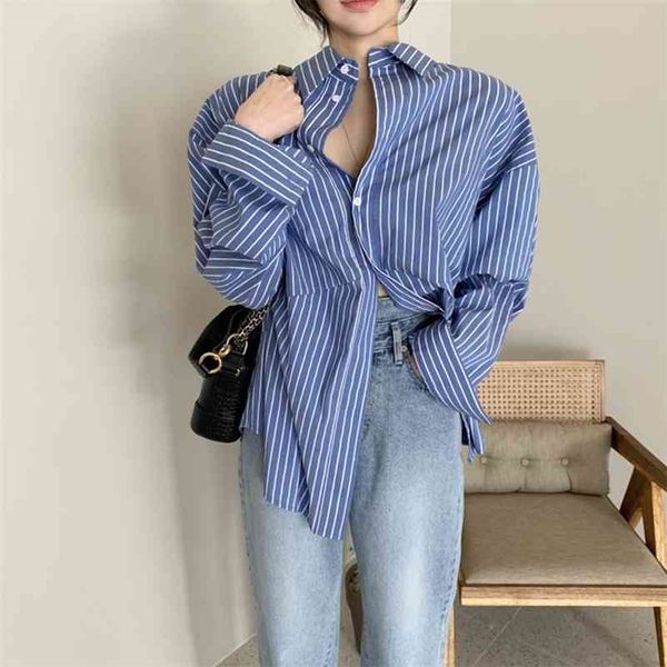 spring summer blouses shirts vintage oversize striped korean style office lady fashionable wild 210416, White
spring summer blouses shirts vintage oversize striped korean style office lady fashionable wild 210416, White