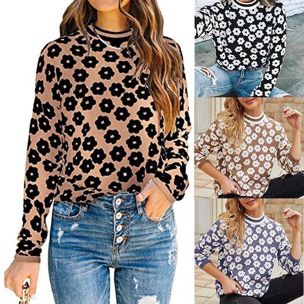 women's sweaters women color block sweater adults loose daisy pattern long sleeve round neck knitwear pullovers, White;black
women's sweaters women color block sweater adults loose daisy pattern long sleeve round neck knitwear pullovers, White;black