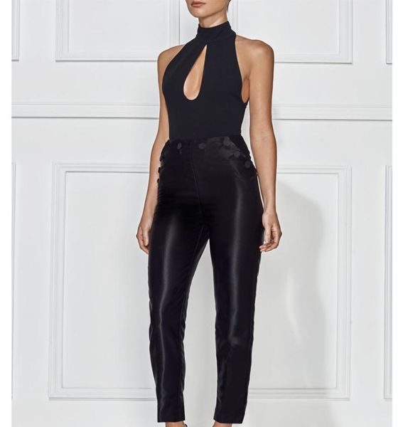 sleeveless high neck black keyhole bodysuit women's jumpsuits & rompers, Black;white
sleeveless high neck black keyhole bodysuit women's jumpsuits & rompers, Black;white