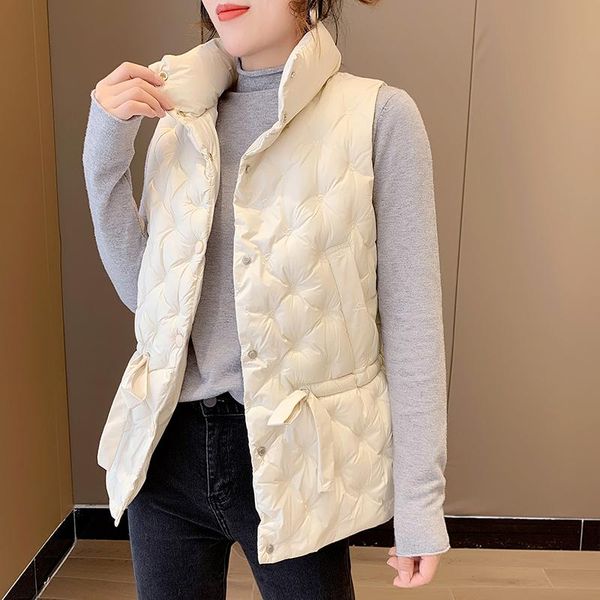 women's vests 2021 fashion autumn winter women short vest female stand solid light white duck down coat sleeveless outwear lady waistco, Black;white
women's vests 2021 fashion autumn winter women short vest female stand solid light white duck down coat sleeveless outwear lady waistco, Black;white