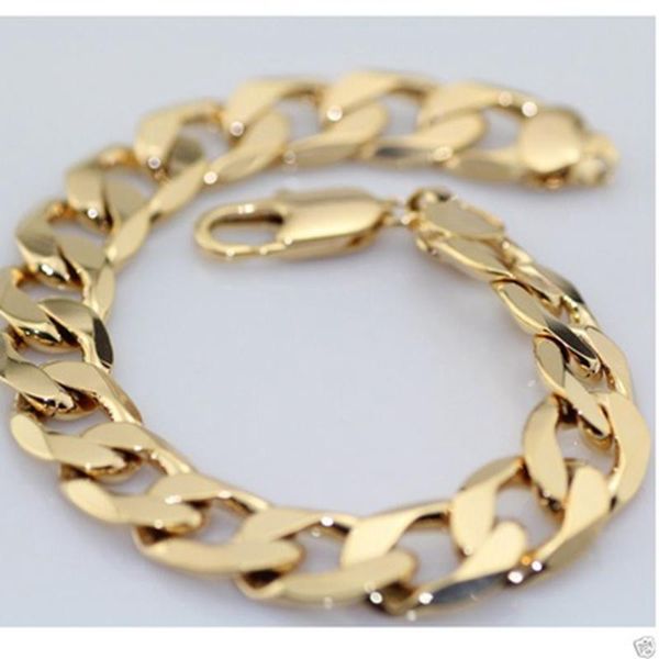 link, chain trend yellow gold filled gf solid men's bracelet 10mm link 8.6", Black
link, chain trend yellow gold filled gf solid men's bracelet 10mm link 8.6", Black
