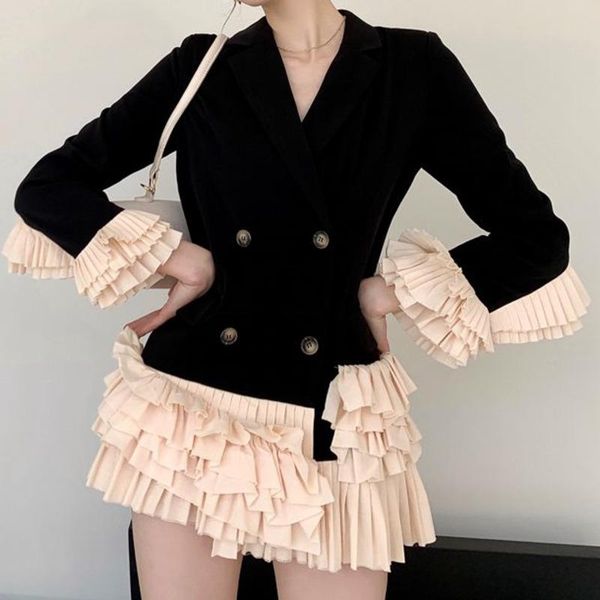 spring female notched collar long-sleeved blazer coat double breasted loose sweet patchwork ruffles suit fs081 women's suits & blazers, White;black
spring female notched collar long-sleeved blazer coat double breasted loose sweet patchwork ruffles suit fs081 women's suits & blazers, White;black