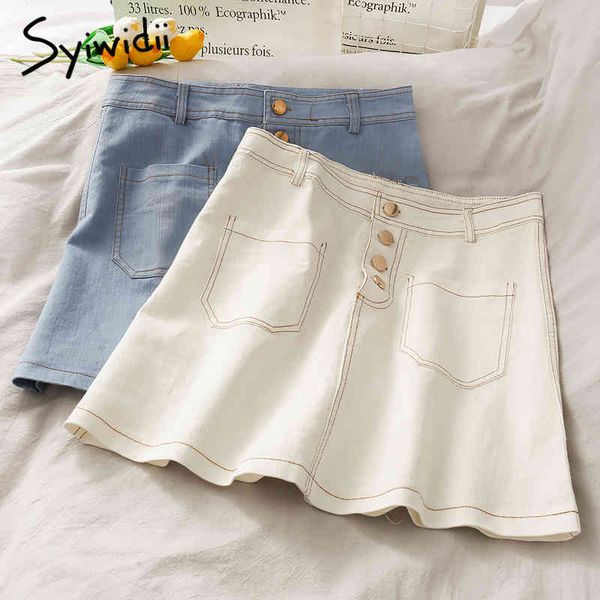 syiwidii pockets button high waist skirt women single breasted casual a-line solid white summer korean fashion mini skirts 210417, Black
syiwidii pockets button high waist skirt women single breasted casual a-line solid white summer korean fashion mini skirts 210417, Black