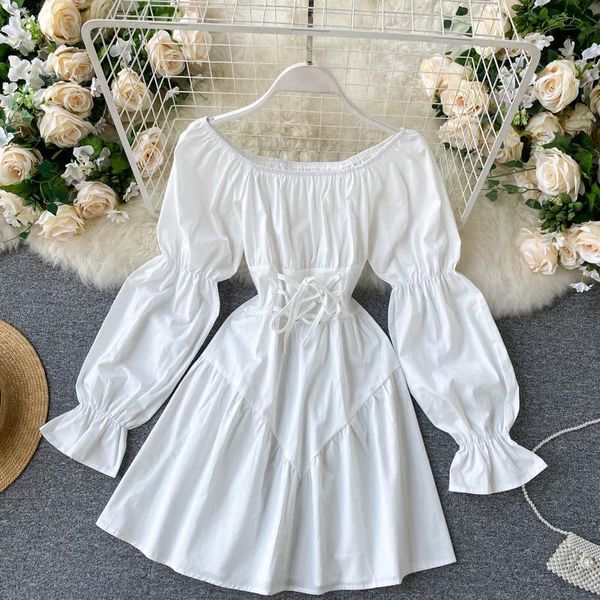 casual dresses early autumn dress 2021 retro gothic women white black bandage mini off shoulder puff sleeve korean, Black;gray
casual dresses early autumn dress 2021 retro gothic women white black bandage mini off shoulder puff sleeve korean, Black;gray