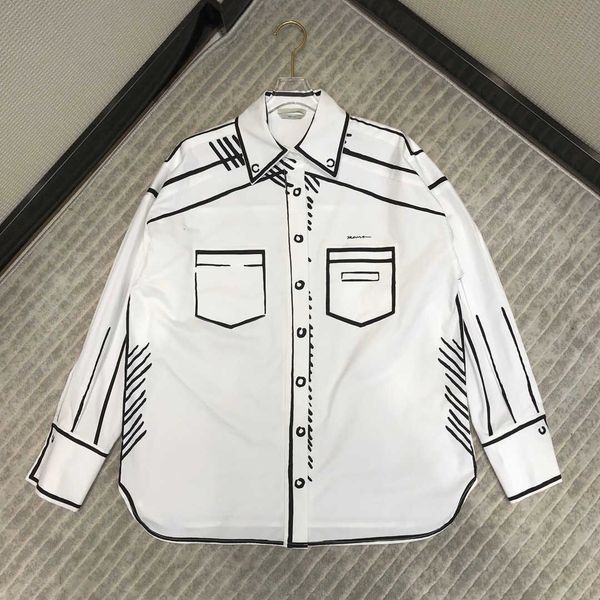 women's knits & tees high-end white mark shirts for women hand-drawn doodles side stripes standard lapel print long sleeve lady blouse
women's knits & tees high-end white mark shirts for women hand-drawn doodles side stripes standard lapel print long sleeve lady blouse