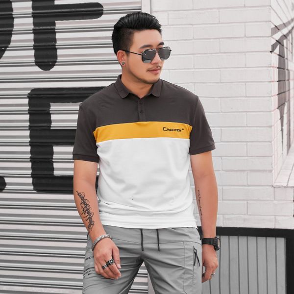 tees,polos plus-size man fashion brand men's casual cross stripe lapel t-shirt short sleeve summer polo shirt