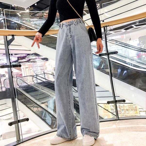 women's jeans women full length solid high-waist pockets womens elegant simple trousers korean style wide leg all-match casual daily, Blue
women's jeans women full length solid high-waist pockets womens elegant simple trousers korean style wide leg all-match casual daily, Blue