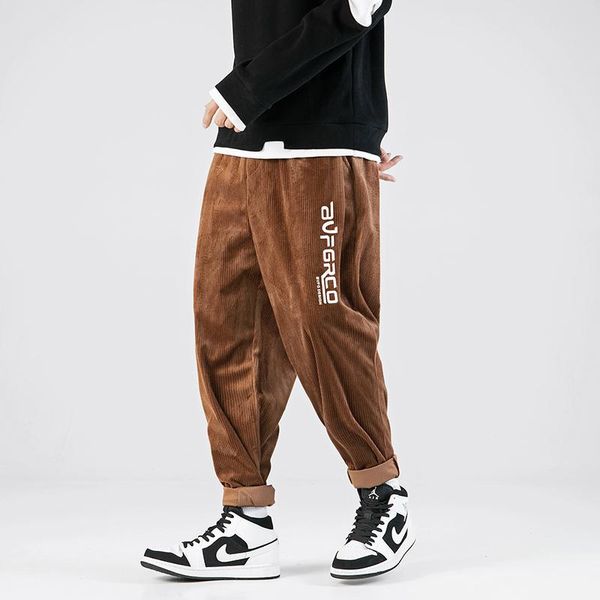 men's pants 2021 man casual tie leg straight woman corduroy solid color oversize trousers warm korean streetwear, Black
men's pants 2021 man casual tie leg straight woman corduroy solid color oversize trousers warm korean streetwear, Black