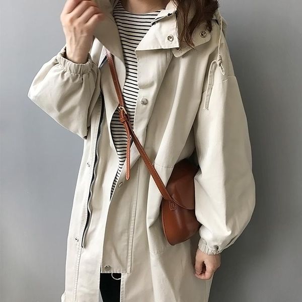 women's trench coats women coat jacket with hat windswear mid-long korean leisure womens france, Tan;black
women's trench coats women coat jacket with hat windswear mid-long korean leisure womens france, Tan;black