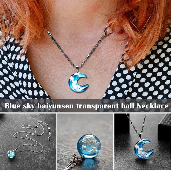 necklace you are in heaven chic transparent resin round ball moon pendant women blue sky white clouds chain lxh necklaces, Silver
necklace you are in heaven chic transparent resin round ball moon pendant women blue sky white clouds chain lxh necklaces, Silver