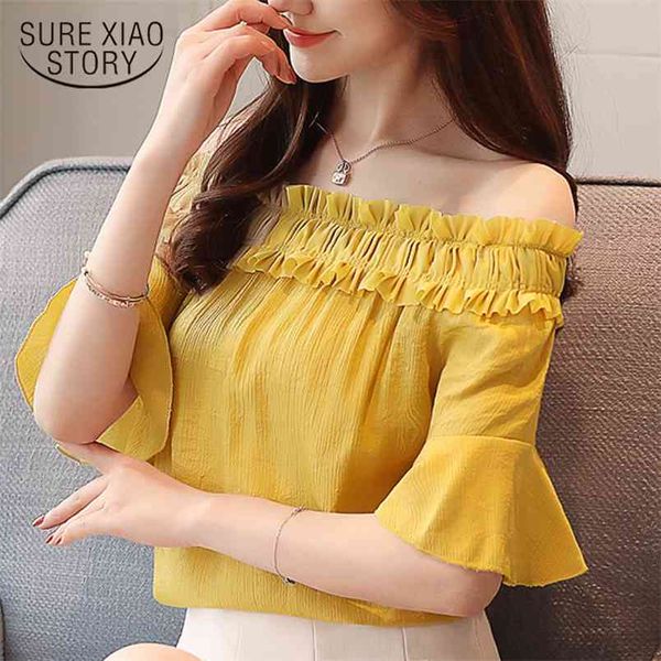 summer blouses solid women slash neck short sleeved flare sleeve chiffon clothing 0245 40 210506, White
summer blouses solid women slash neck short sleeved flare sleeve chiffon clothing 0245 40 210506, White