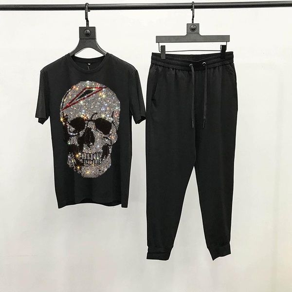 men's tracksuits t-shirt + pants skull pattern short-sleeved sets casual personality brand tracksuit, Gray
men's tracksuits t-shirt + pants skull pattern short-sleeved sets casual personality brand tracksuit, Gray