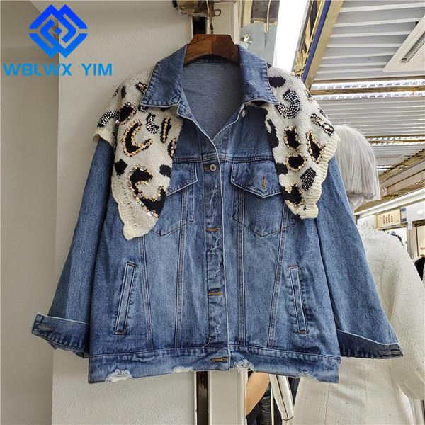 women's jackets jeans jacket women beaded sequins fashion knitted spliced denim pocket lapel loose coat female streetwear, Black;brown
women's jackets jeans jacket women beaded sequins fashion knitted spliced denim pocket lapel loose coat female streetwear, Black;brown