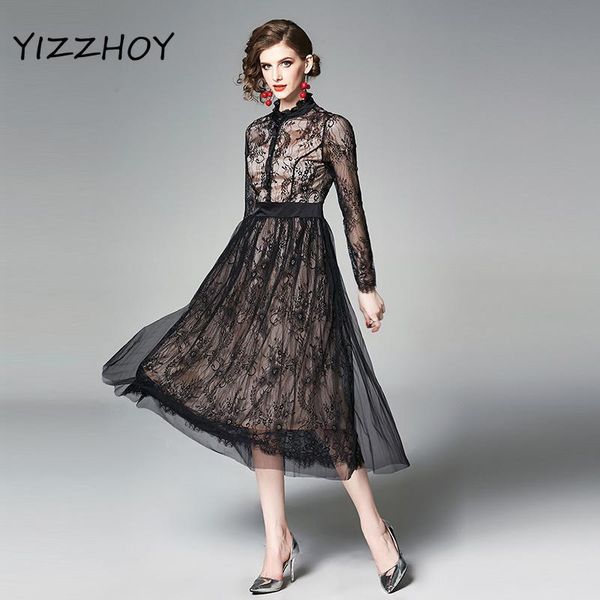 casual dresses yizzhoy spring autumn vintage hollow out female a-line mid calf women elegant lace stand collar high waist, Black;gray
casual dresses yizzhoy spring autumn vintage hollow out female a-line mid calf women elegant lace stand collar high waist, Black;gray