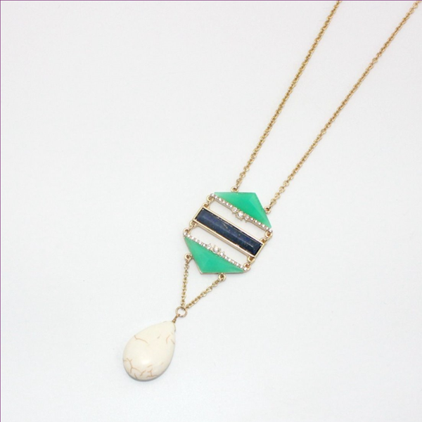 pendant necklaces light yellow gold color alloy water drop white howlite stone green resin necklace lapis lazuli jewelry, Silver
pendant necklaces light yellow gold color alloy water drop white howlite stone green resin necklace lapis lazuli jewelry, Silver