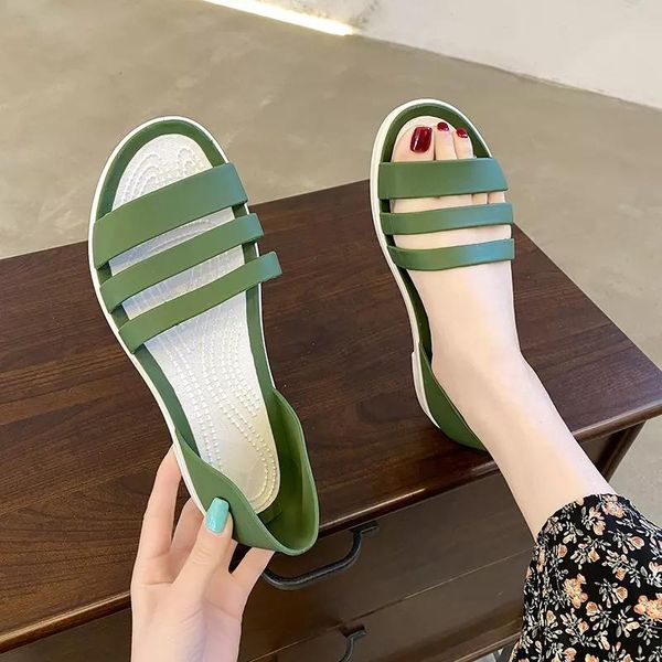 sandals women's summer soft bottom comfortable antiskid beach shoes hole flat crystal jelly, Black
sandals women's summer soft bottom comfortable antiskid beach shoes hole flat crystal jelly, Black