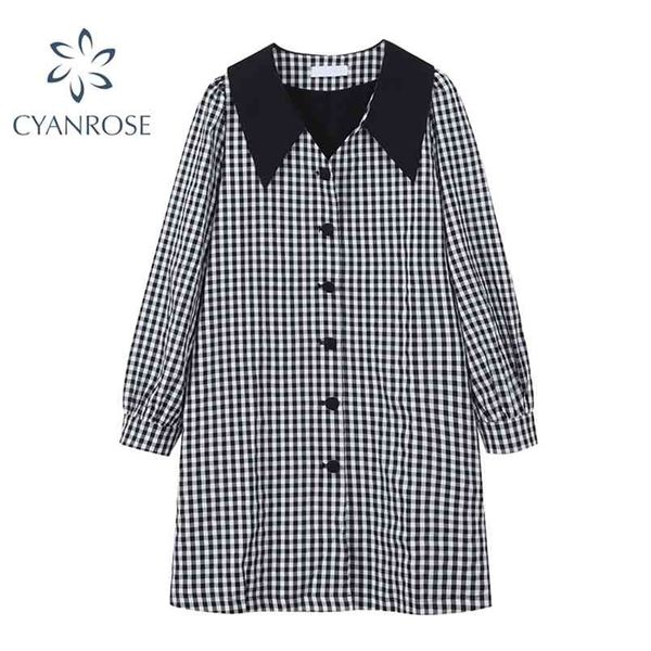 vintage shirt dress plaid long sleeve peter pan collar elegant korean preppy style frocks button spring midi crop 210515, Black;gray
vintage shirt dress plaid long sleeve peter pan collar elegant korean preppy style frocks button spring midi crop 210515, Black;gray