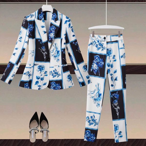 women's two piece pants designer 2021 autumn print set long sleeve suit coat fashion slim party vintage 2, White
women's two piece pants designer 2021 autumn print set long sleeve suit coat fashion slim party vintage 2, White