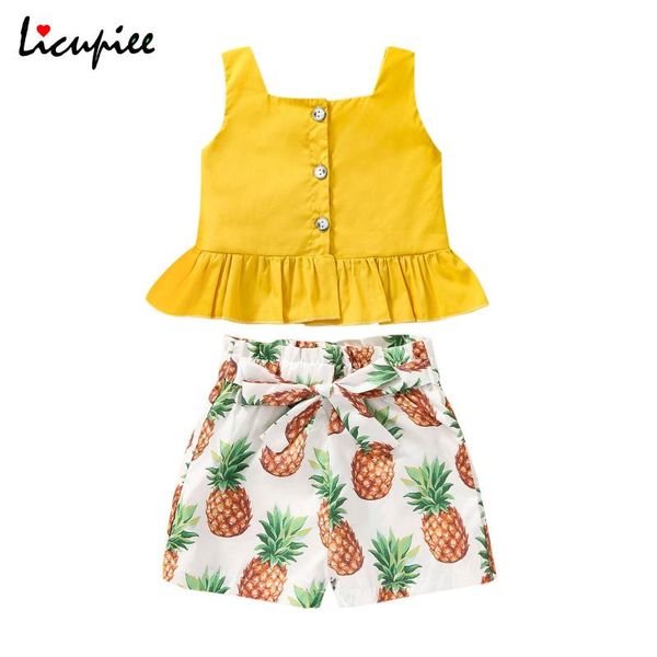 1-5 years print clothing set girls clothes solid sleeveless square collar +pineapple short pants with waistband sets, White
1-5 years print clothing set girls clothes solid sleeveless square collar +pineapple short pants with waistband sets, White
