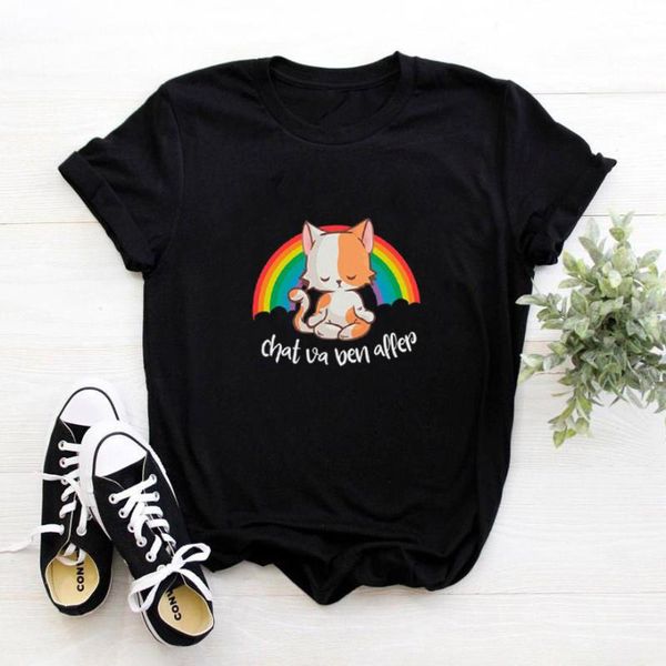 women's t-shirt chat va ben appen woman tshirt cartoon kitten meditating tee shirt femme casual short sleeve cotton cute funny for, White
women's t-shirt chat va ben appen woman tshirt cartoon kitten meditating tee shirt femme casual short sleeve cotton cute funny for, White