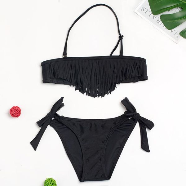 one-piece suits black tassel girl swimsuit kids halter bikini set 7-14 years two piece children's swimwear bandage girls bathing
one-piece suits black tassel girl swimsuit kids halter bikini set 7-14 years two piece children's swimwear bandage girls bathing