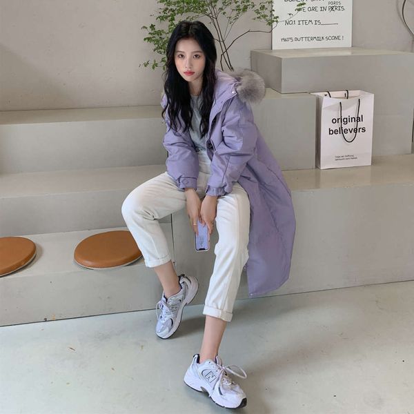 handong siyu women's version simple solid color hooded medium and long clothing thickened large wool collar down jacket, Black
handong siyu women's version simple solid color hooded medium and long clothing thickened large wool collar down jacket, Black