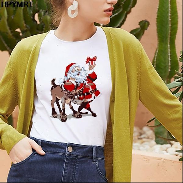 merry christmas fashion graphic womens t shirts cute santa claus and reindeer tee kawaii hipster, White 
merry christmas fashion graphic womens t shirts cute santa claus and reindeer tee kawaii hipster, White
