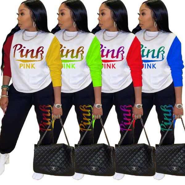 women's two piece pants zaggin 2021 autumn women color sleeve stitching letter pink 2-piece set casual lady o-neck. full long sets, White
women's two piece pants zaggin 2021 autumn women color sleeve stitching letter pink 2-piece set casual lady o-neck. full long sets, White