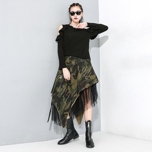 skirts 2021 spring cotton camouflage combination net yarn denim skirt women retro personality irregular female mini dresses, Black
skirts 2021 spring cotton camouflage combination net yarn denim skirt women retro personality irregular female mini dresses, Black